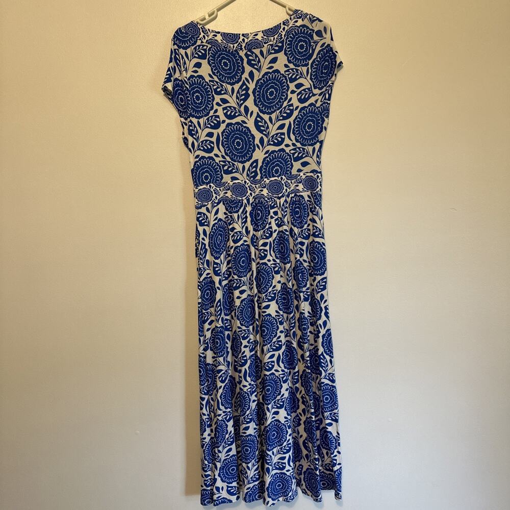 Boden Melanie Jersey Maxi Long Dress Blue White Floral Print Size 10 - Picture 11 of 11